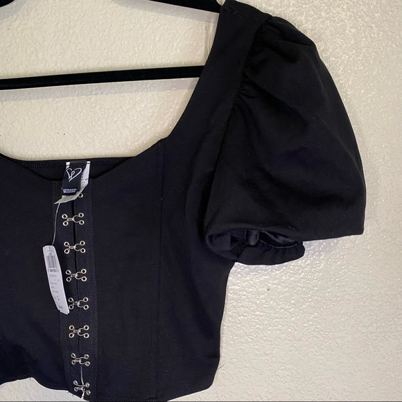 NWT Windsor Black Up a Notch Hook and Eye Corset Cropped Top size large 🖤 - Picture 8 of 14